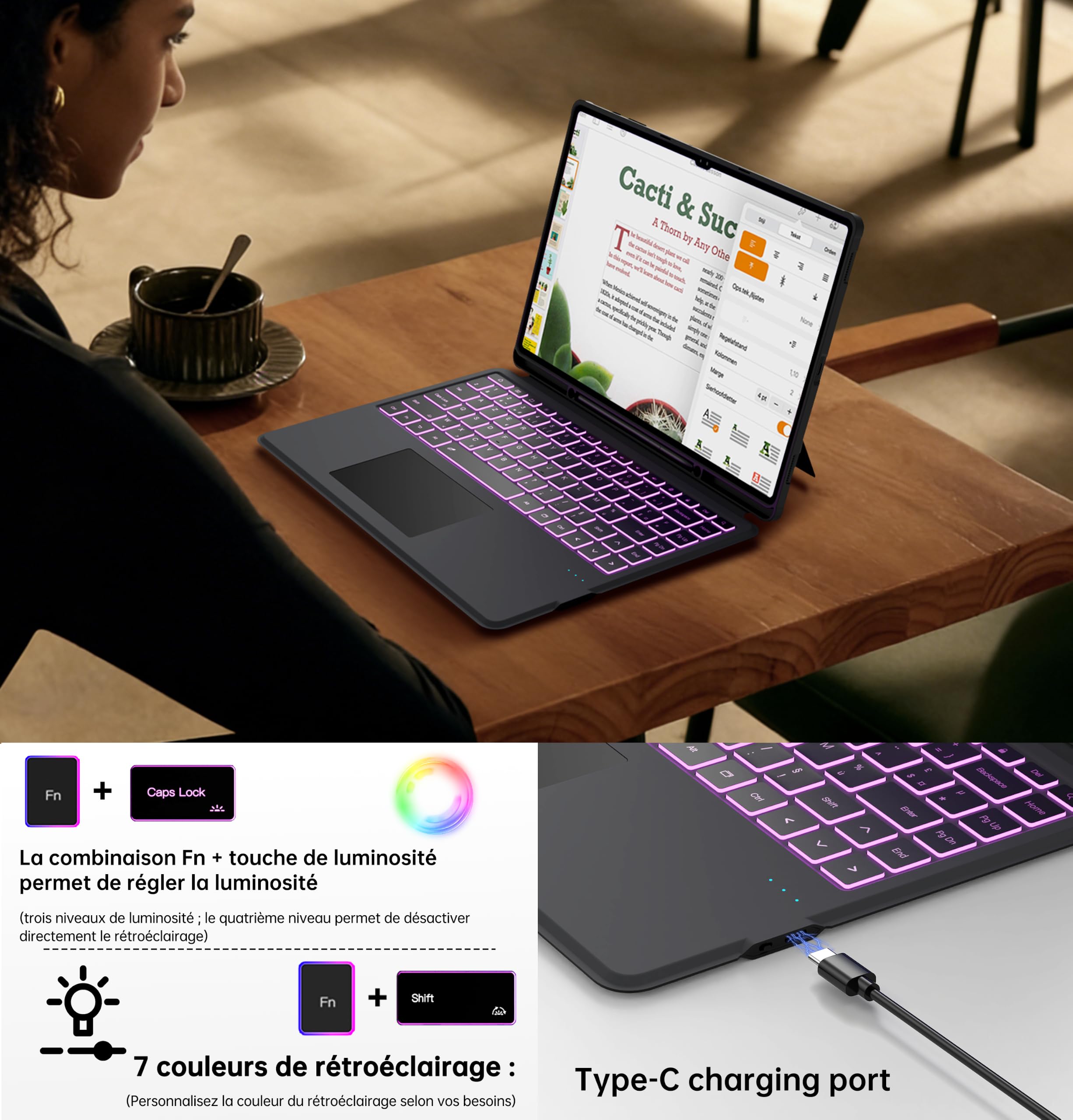 Étui Clavier pour Samsung Galaxy Tab S10 Ultra/S9 Ultra/S8 Ultra 14.6 pouce