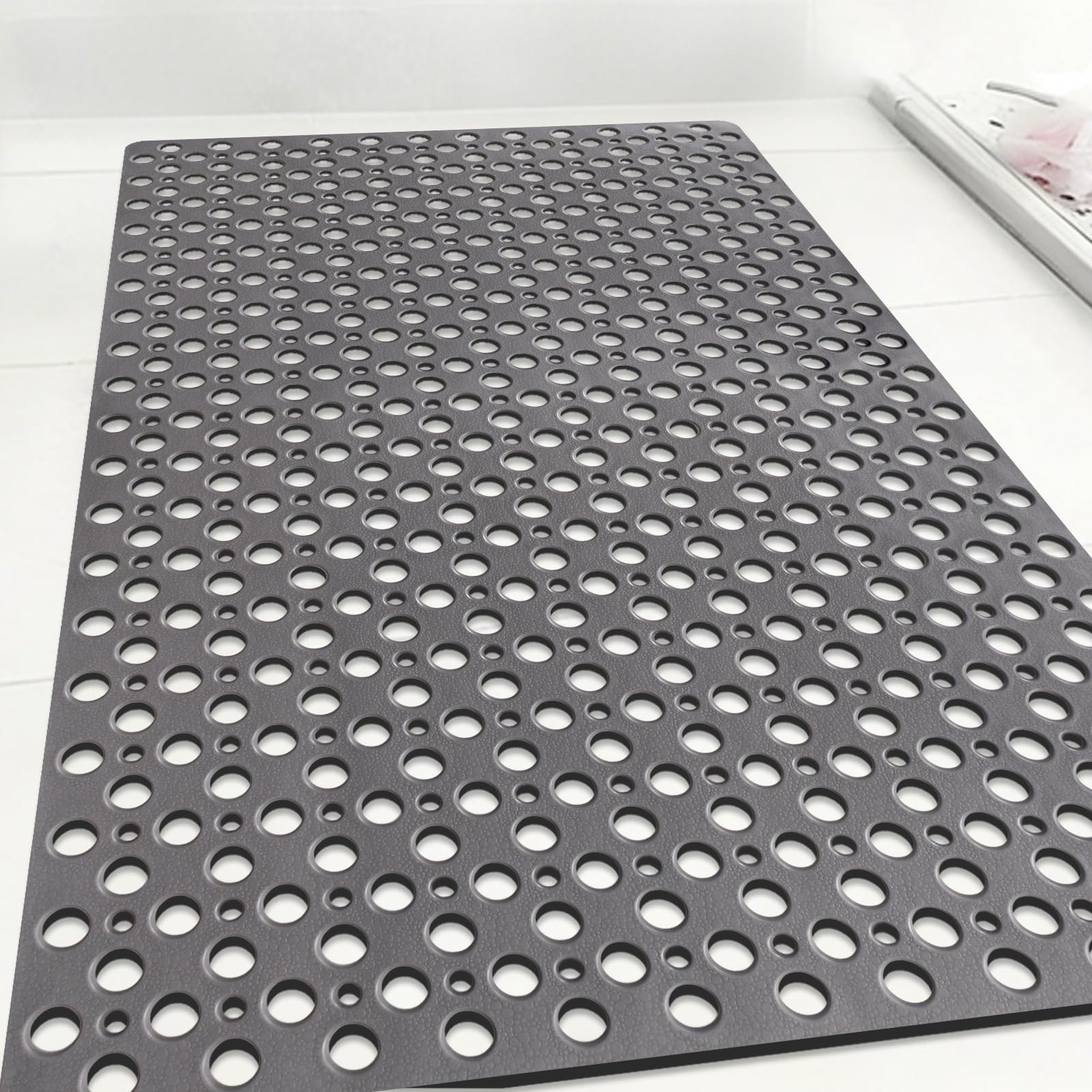 Mofonky Non Slip Shower Mat: 90 x 60 cm Large Shower Mats for Inside Shower - Soft TPE Anti Slip Anti Mould Long Shower Matt with Large Drain Holes — image 1