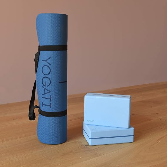 YOGATI Yoga Mat with Alignment Lines. Yoga Mats with carry strap perfect for Pilates and Fitness Workout, Eco Friendly Non Slip Thick Yoga Mats for women and men - Yoga Matt.