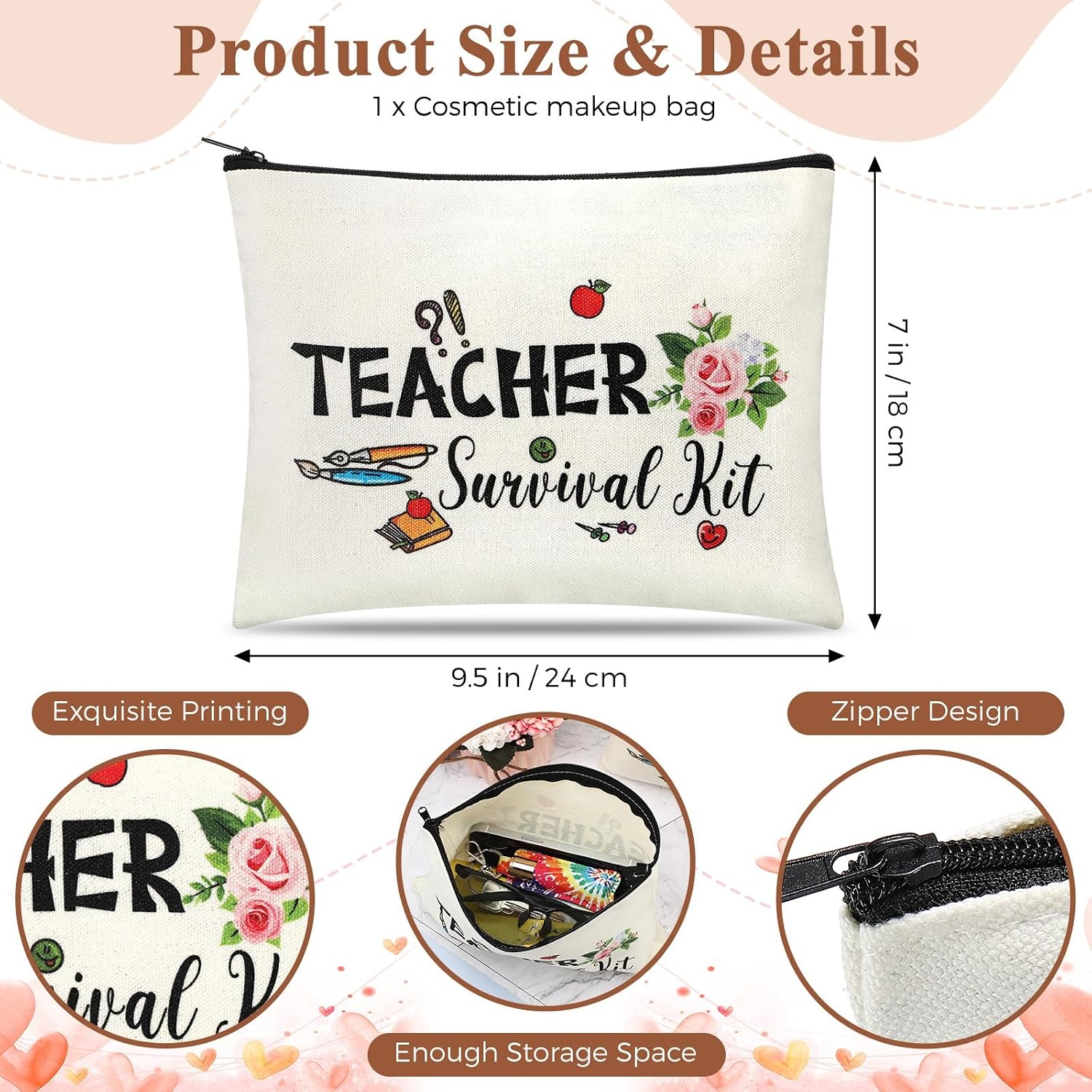 Teacher Appreciation Gift, Initial Keychain Survival Kit Bag,B Style image 3