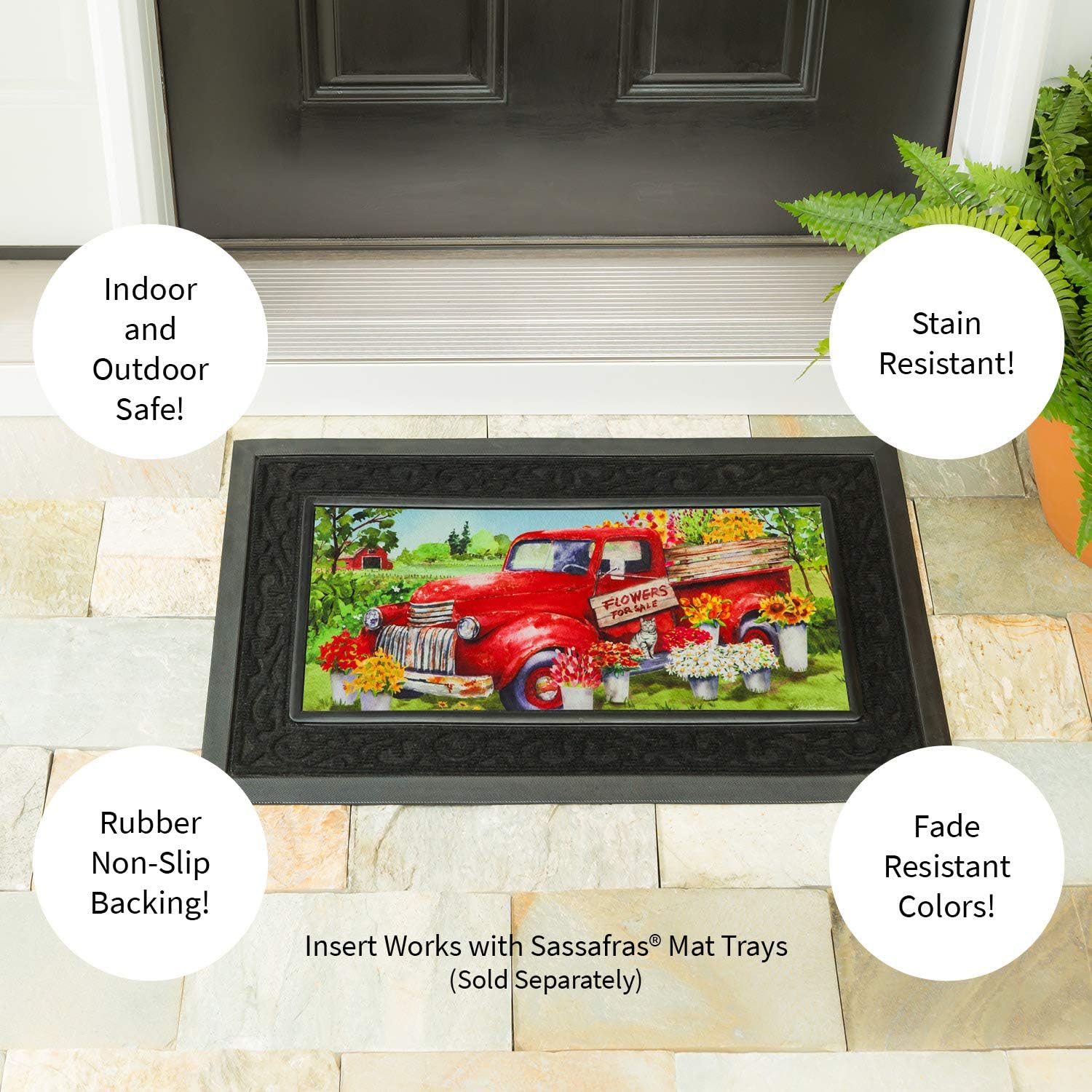 Evergreen Flag Red Flower Truck Sassafras Switch Mat 22" x 10"