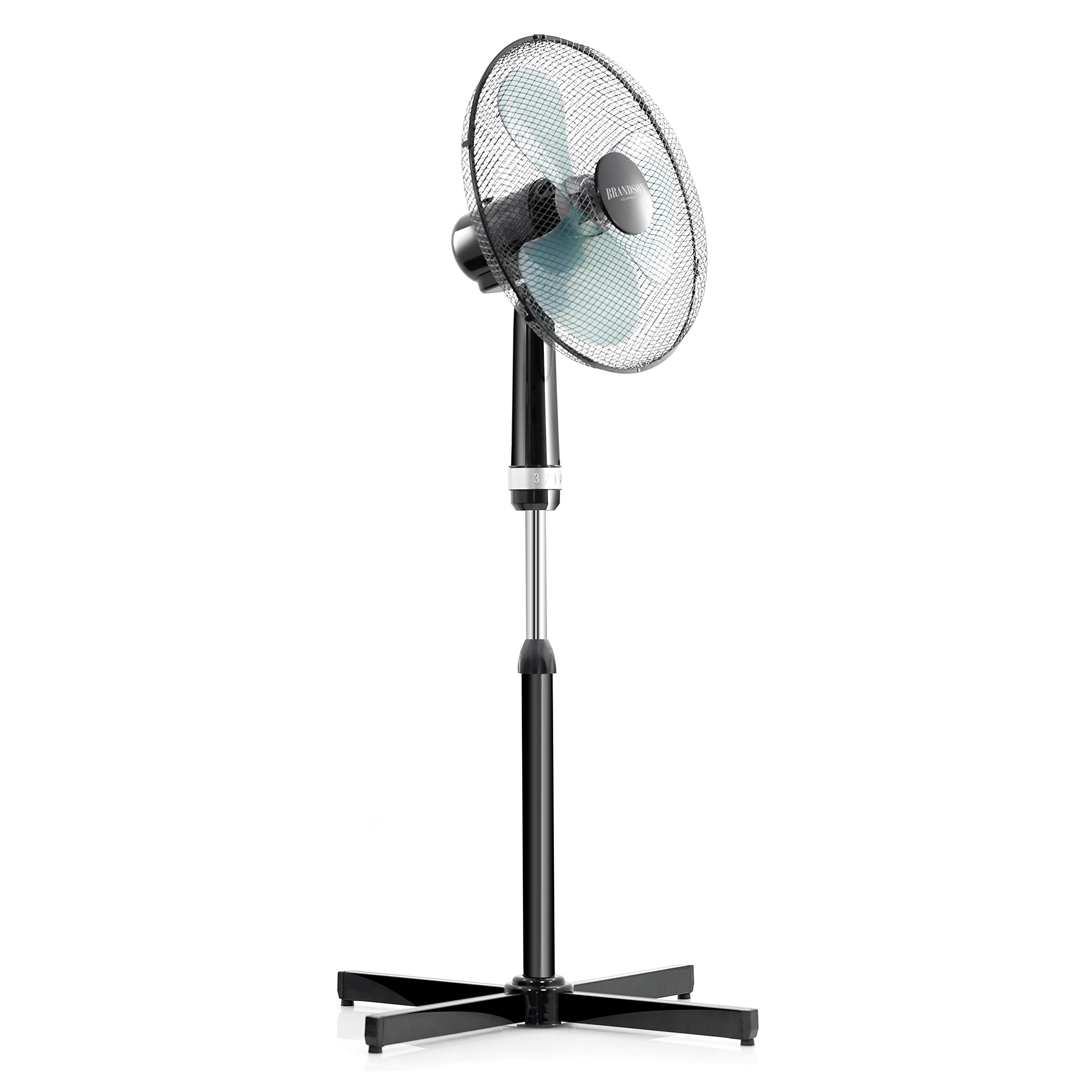 50W Standlüfter Brandson Standventilator Mit Fernbedienung – Höhenverstellbar, 3 Geschwindigkeiten, 80° Oszillation, 50W Ventilator Mit Wasserkühlung