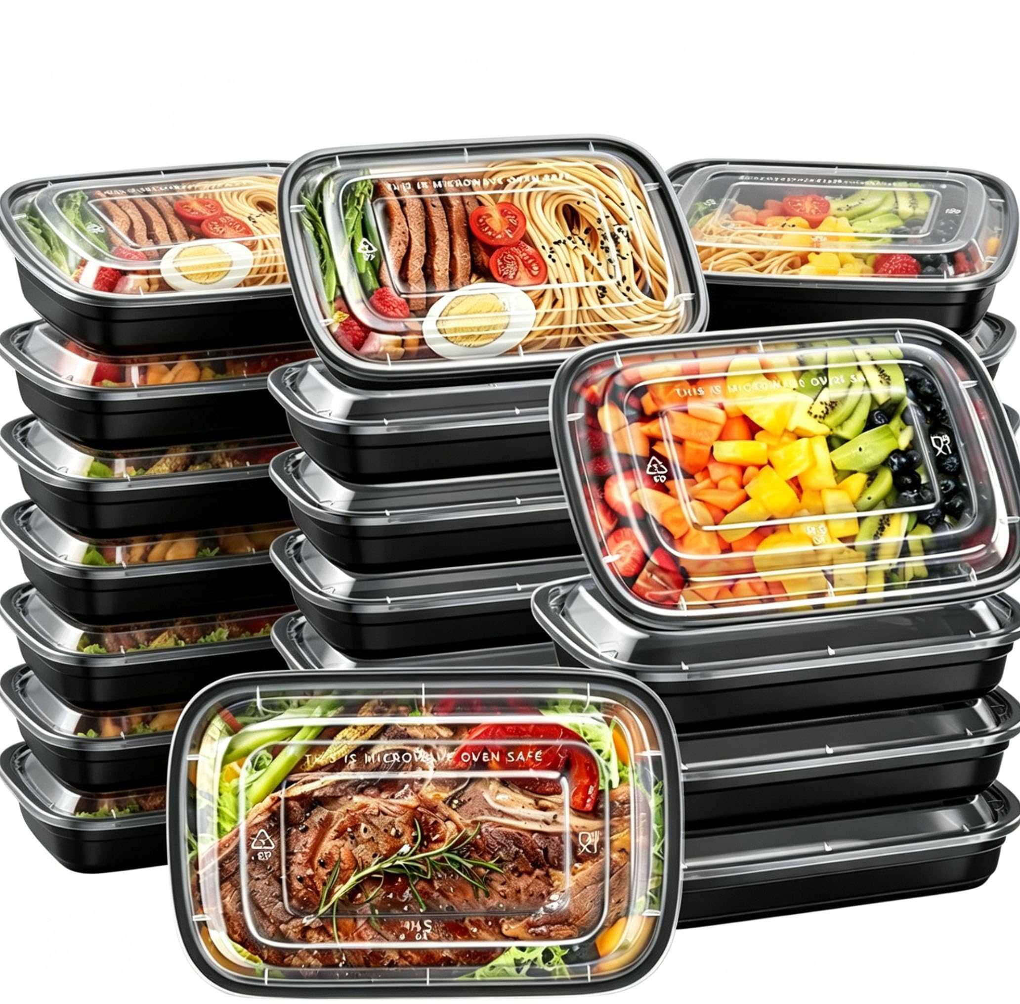 DDGAO Meal Prep Containers, BPA Free Reusable Food Prep Containers with Lids - Microwave, Freezers & Dishwashers Safe - Stackable Storage Lunch Boxes (20)