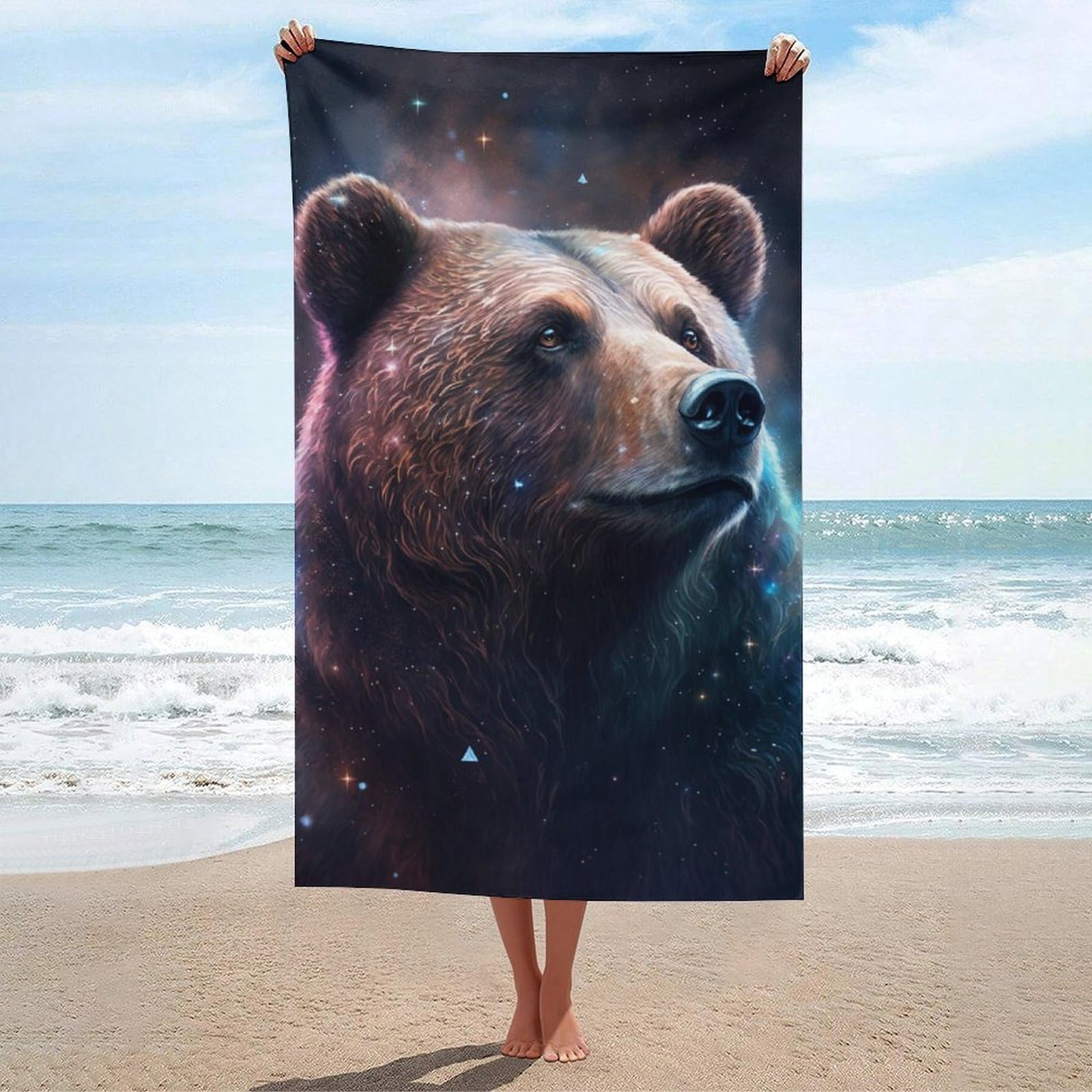 Serviettes de plage pour sportifs en extérieur imprimé ours 4 pcs
