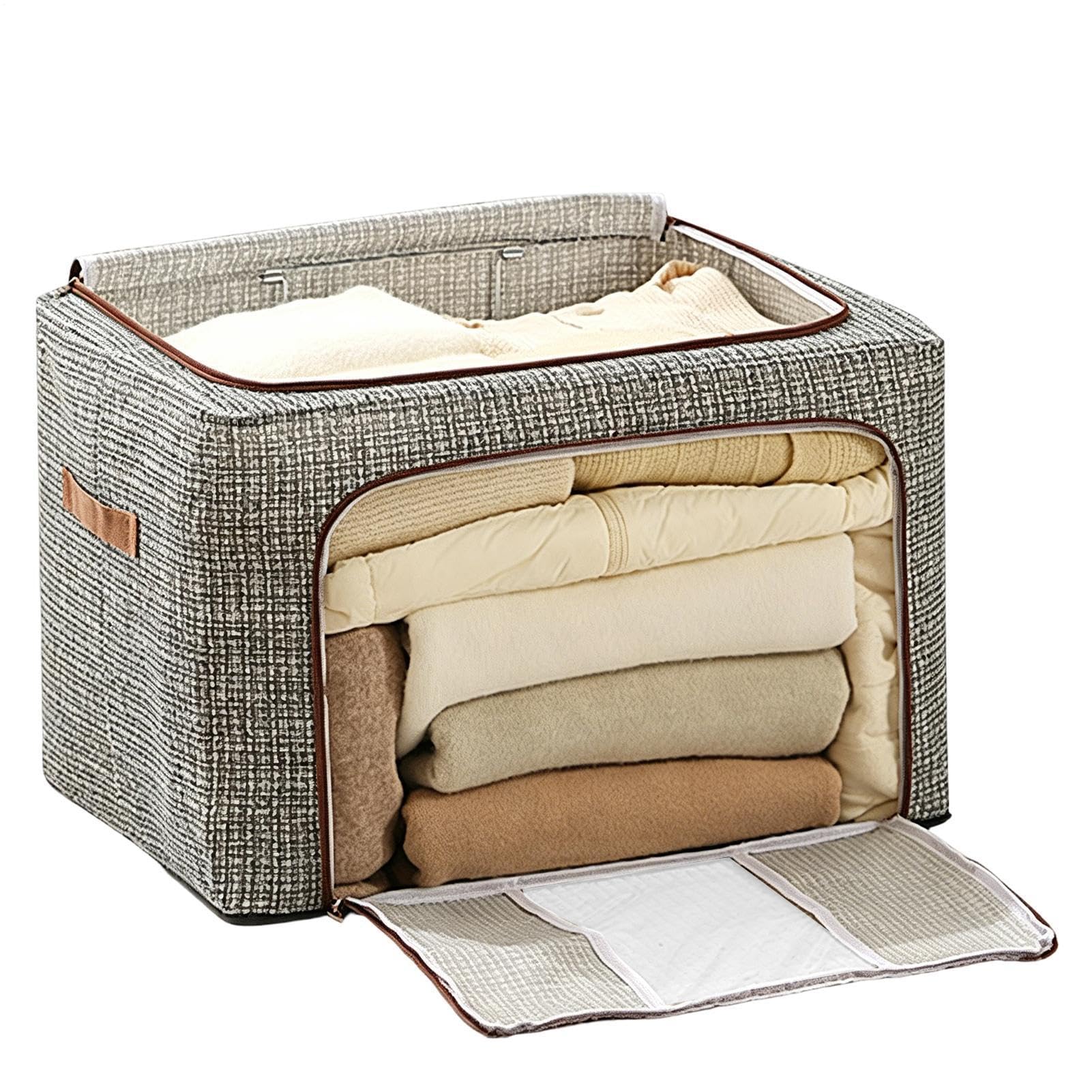 Boîte à couverture pliable anti-poussière avec fermeture éclair pour trier les livres