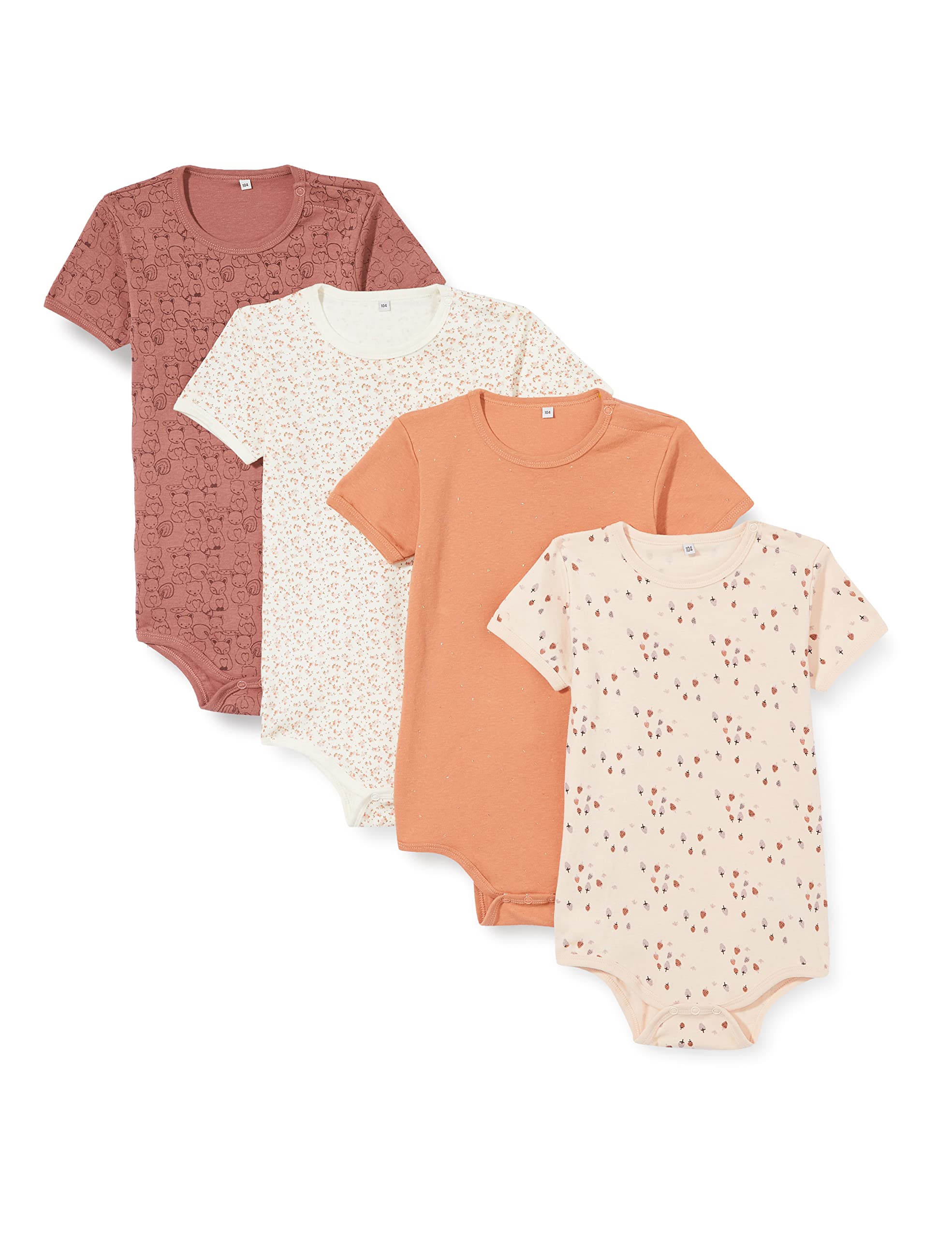 Pippi made with love Unisex Baby Body Ss Ao-printed (4-pack) Formender Body (4er Pack)