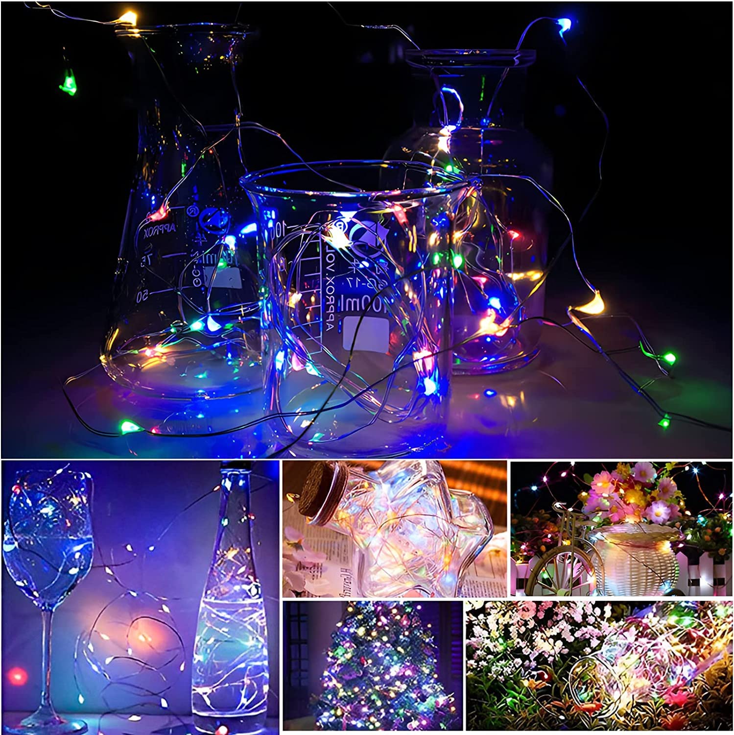 YEGUO 500 Luces LED De Navidad Para Interiores, Tira De Luces Azules Impermeables Al Aire Libre