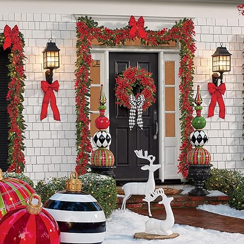 Miniatura 4 de Guirnalda de bayas artificiales de 6.4 pies, guirnalda de Navidad roja con bayas para árbol, repisa, mesa, chimenea, decoración navideña de interior