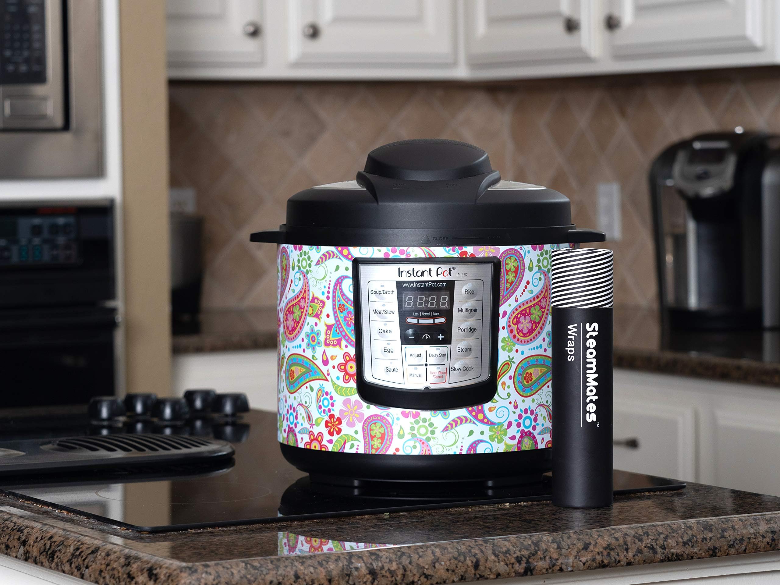 Wraps Compatible with Instant Pot Accessories 6 qt | Customize Your Instant Pot with Different Designs | Fits InstaPot Lux 6 qt ONLY | Pastel Paisley Lux 6 Qt