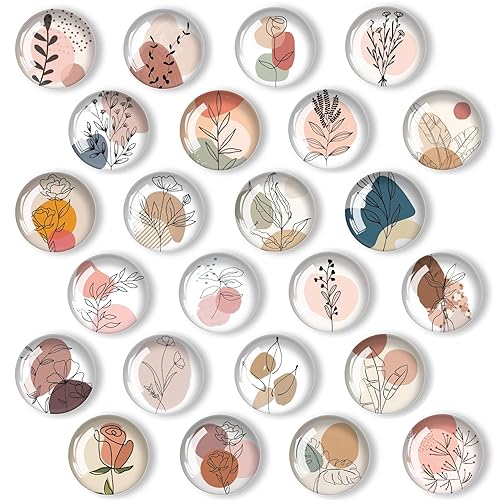 24 Pcs 1.2 in Round Glass Boho Refrigerator Magnets -