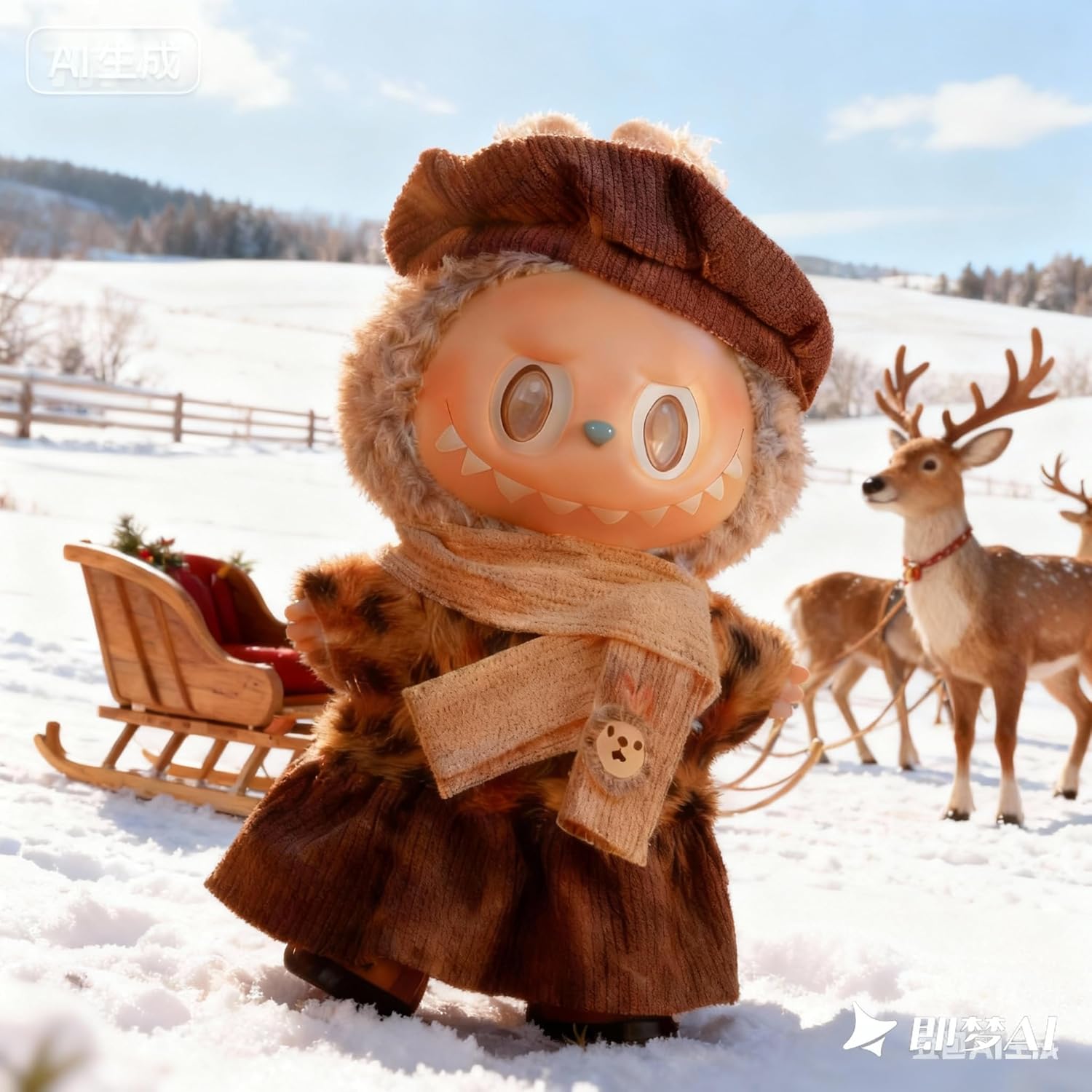 17cm Doll Clothes for Lububu(NO Doll), 4-Piece Outfit Accessories Suit, Hat+Skirt+Scarf+Sweater Cute and Premium Dress Up Set for lafufu, for Collectors