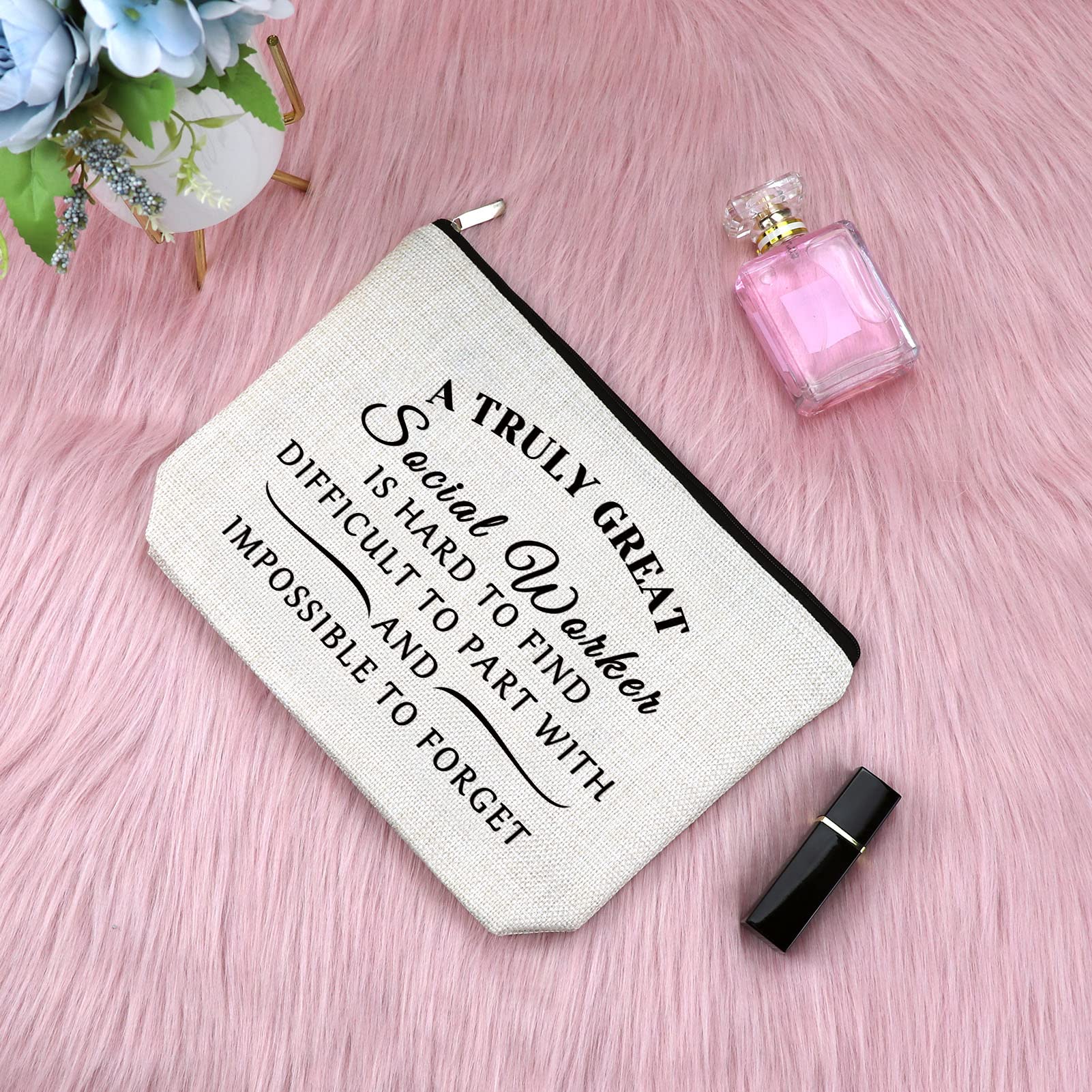 Thank You Gift Social Worker Gift Cosmetic Bag Social Worker Appreciation Gift Coworker Leaving Gift Retirement Gift for Women Employee Volunteer Teacher Christmas Thanksgiving Day Gift Cosmetic Bag - Image 2