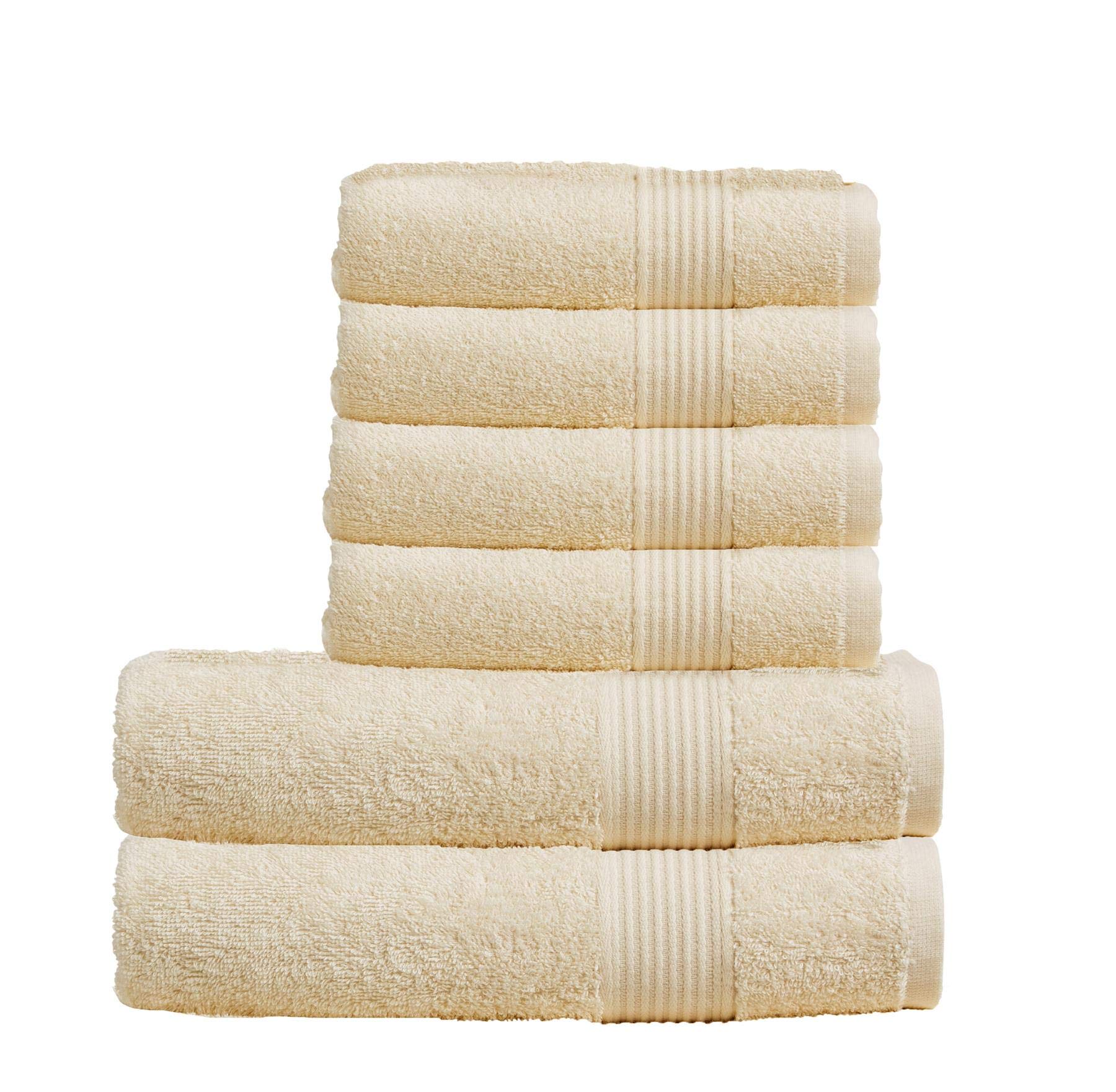 Olivia Rocco Egyptian Cotton Towels Home Bathroom Towel Set Bale Fade Resistant 500gsm Home Collection Bales Bath Sets, 2 Bath and 4 Hand Towels Cream