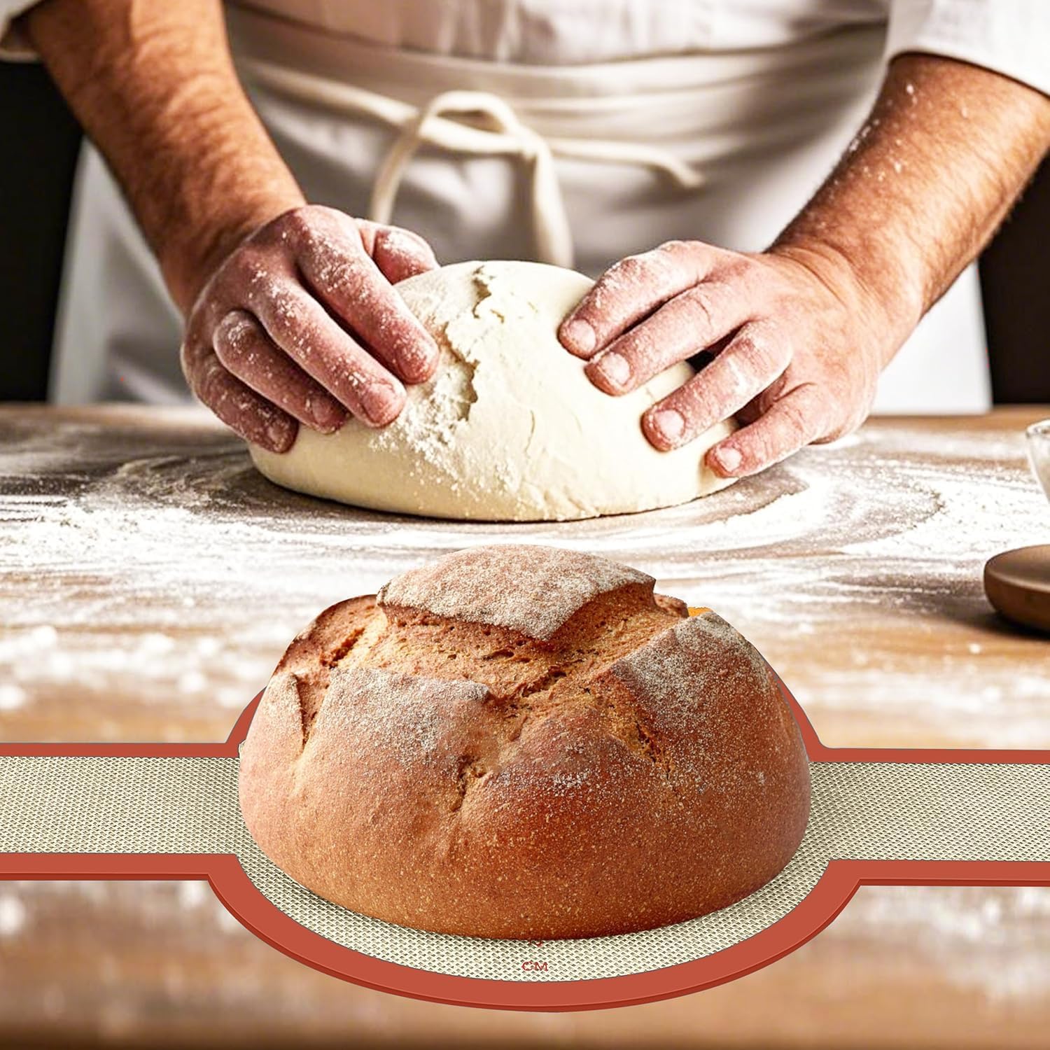 Silicone Bread Sling, 2Pcs Silicone Baking Sling with Longer Handles, Non-Stick & Easy Clean Dutch Oven Baking Mat to Transfer SourDough Easily, Reusable Bread Mat Set - Image 4