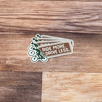 Ride More, Drive Less Mountain Bike Sticker - MTB Frame Decal - Get Outside Bicycle Trails Sticker for Laptop or Water Bottle