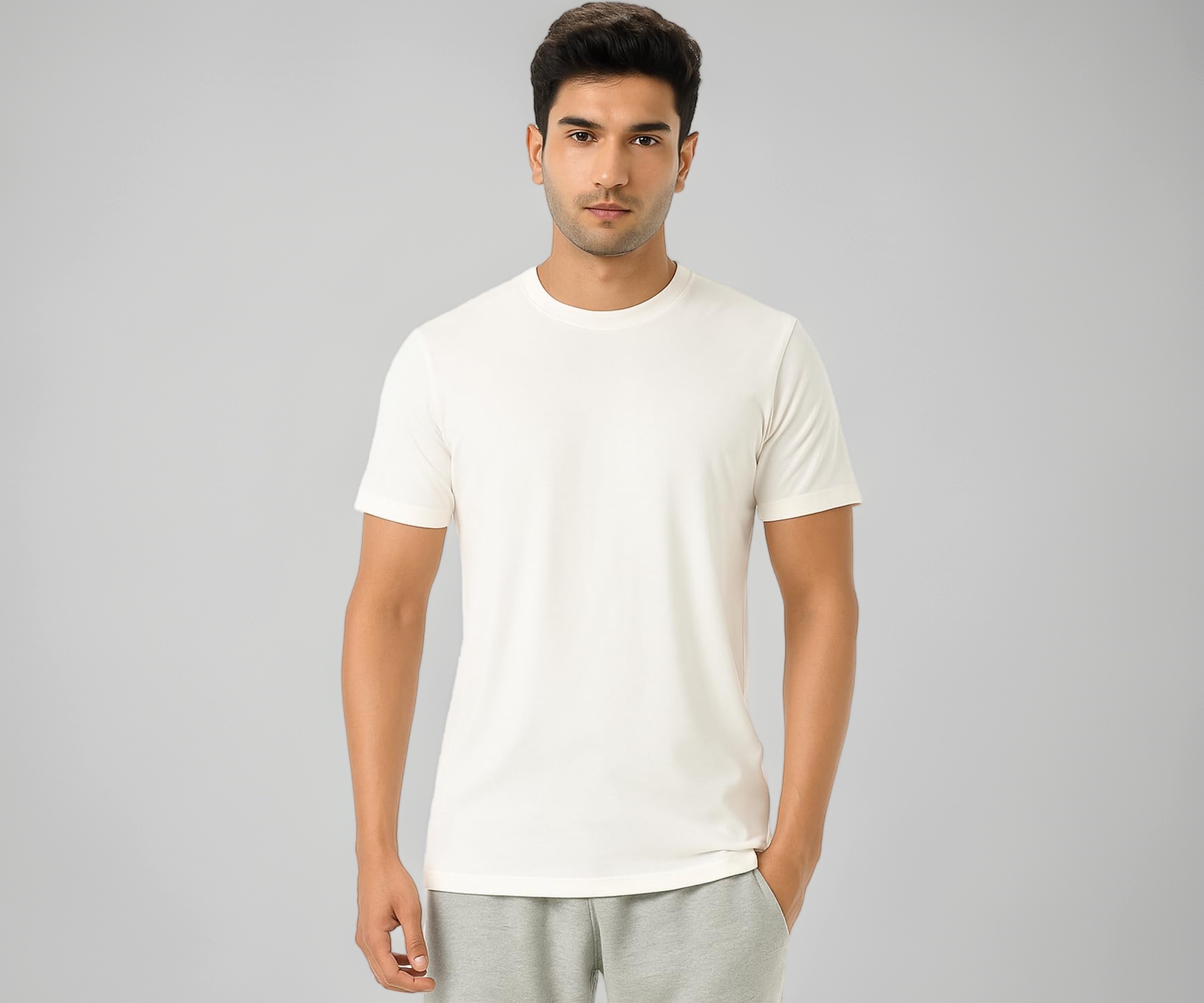 Tshirt for Man, Crew Neck Regular Fit Mens Tshirt, Half Sleeves Plain Soft Cotton Blend T Shirt, Breathable Everyday Comfort, Timeless Style & Fade-Re