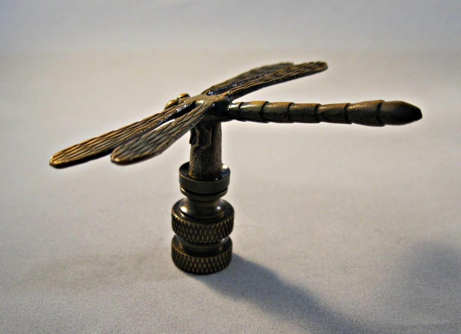 Lamp Finial-Dragonfly-Aged Brass Finish, Highly Detailed Metal Casting