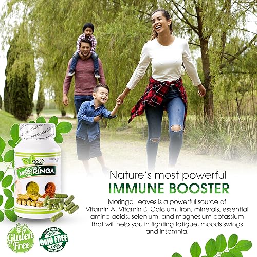 Miniatura 2 de Moringa Oleifera - Suplemento cápsula | 100 cápsulas – 500 mg hecho con hojas de moringa oleifera raíces, semillas y polvos de hojas | Sin OMG y sin