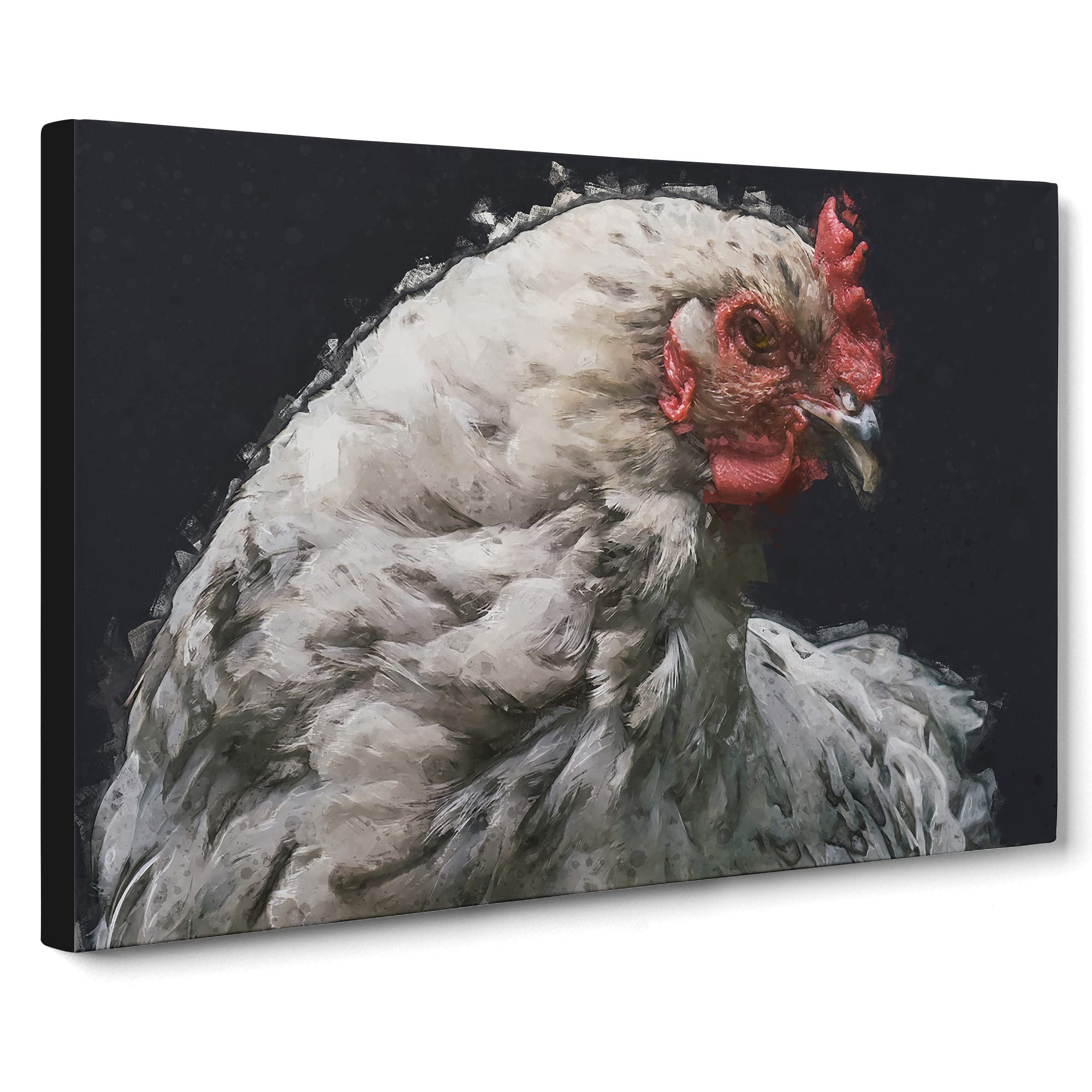 White Hen Canvas Print, Mixed, 25L x 50W cm