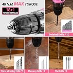 Ensemble d'outils de forage rose : 20V Boîte à outils sans fil avec batterie électrique drill Driver pour les femmes et les hommes Home Hand Repair Basic Toolbox Outils Sets Forings Case
