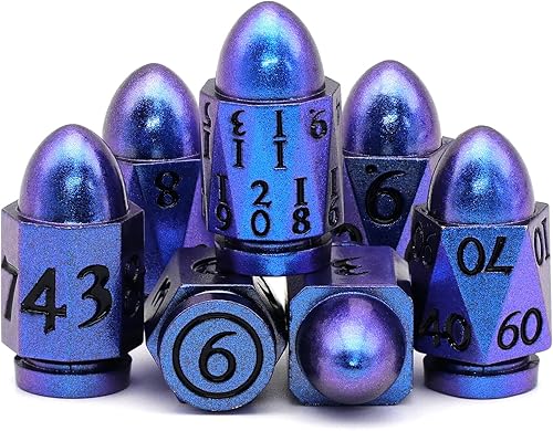 Dados DND de bala para Calabozos y Dragones, juego de dados de metal D&D único y genial Cyberpunk dados poliédricos D y D para juegos de rol, Sci-Fi