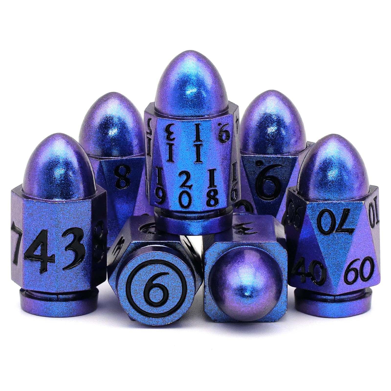 RPG Gaming Accessories Metal Bullet Dice Set - 7-Piece Unique DND Dice ...