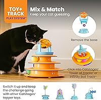 Vista 5 de Catstages 2-in-1 Spinning Fish Treat Dispenser Cat Toy, Interactive Puzzle Feeder & Cat Ball Track Add-On, Blue