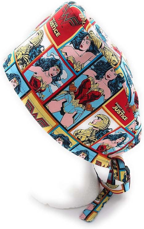 Scrub Hat Cartoon Characters Superheroes Women Cotton Fabric Cap Do-Rag