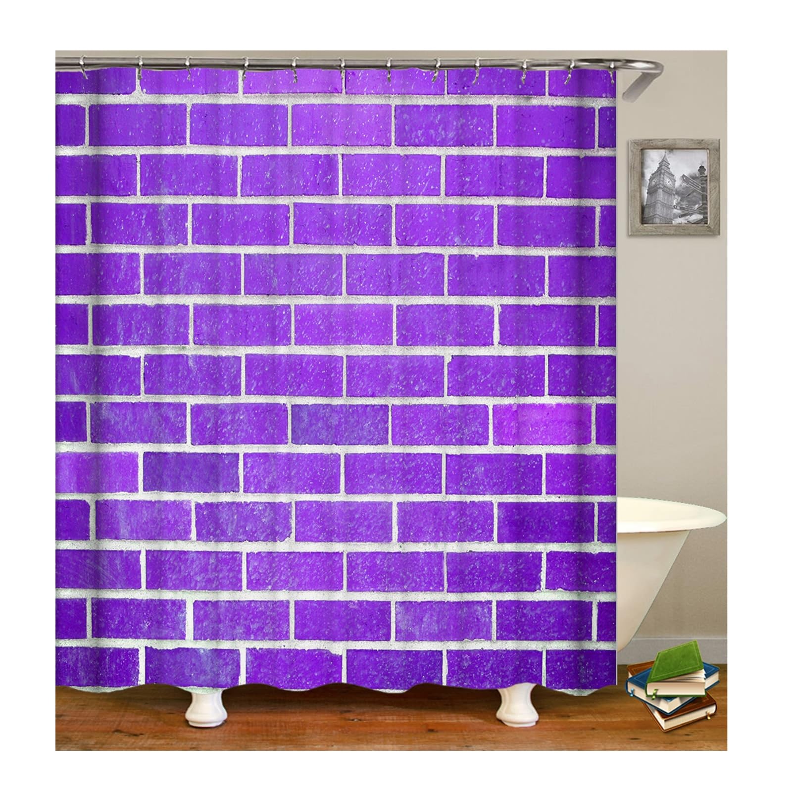 Rideau de douche textile anti-éclaboussures violet 150x180 lavable en machine