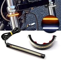 Vista 1 de Xotic Tech Switchback - Tira de luz LED para motocicleta con horquilla de doble color blanco/ámbar tubo flexible 36SMD
