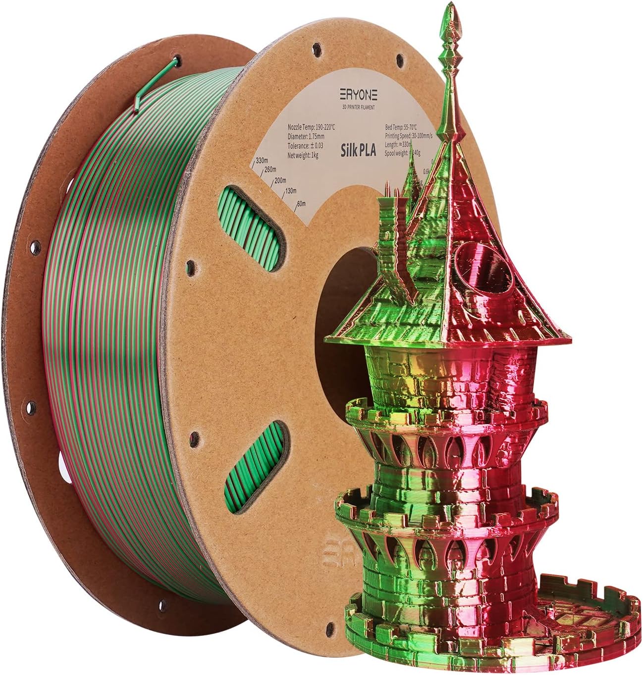 ERYONE Silk Dual Color PLA Filament 3D Printer 1.75mm +/- 0.03mm ...