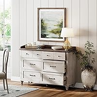 Vista 3 de WAMPAT Soporte de TV de granja para TV de 55 pulgadas, centro de entretenimiento blanco, mesa consola multimedia con gabinete de almacenamiento