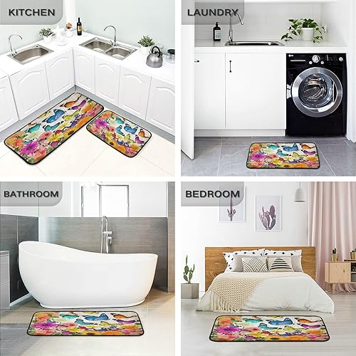 Miniatura 4 de Juego de 2 alfombras de cocina de flores de primavera, diseño de girasol, tapete lavable perfecto para sala de estar, dormitorio, entrada