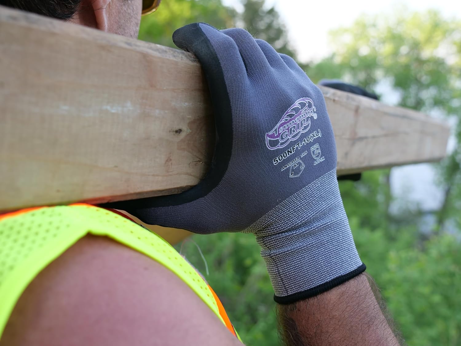 Global Glove 500NFT Tsunami Grip Nitrile Coated Work Gloves, Lightweight Seamless General-Purpose Heavy Duty Gloves, Cut Resistant, Secure Grip, Comfortable Fit, 12 Pairs, X-Large,Black/Grey