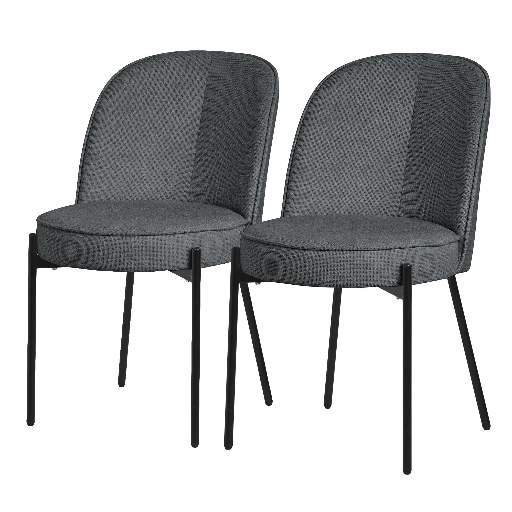 ML-Design Set 2 Sedie da Sala Pranzo Antracite in Poliestere Gambe in Metallo, Struttura in Acciaio, con Schienale Semi-Rotondo, Poltrone Ergonomiche, Poltroncine Imbottite per Soggiorno e Cucina