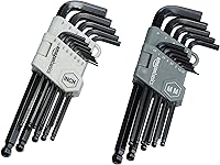 Amazon Basics 26-Piece Long Arm Ball End Hex Key Allen Wrench Set - Metric & SAE Sizes, Chrome Vanadium Steel, Storage Case