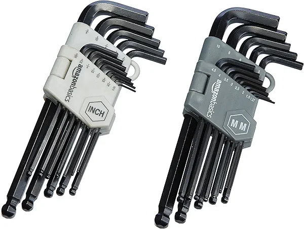 Amazon Basics Hex Key Allen Wrench, Long Arm, Metric and Standard Sizes, 26-Piece