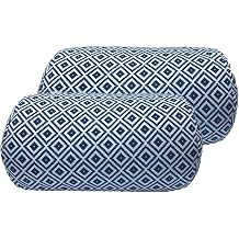 Bookishbunny 2pcs Micro Bead Roll Pillow Cushion for Bed Back Neck Head Body Support, 13" x 7", Various Designs Diamond