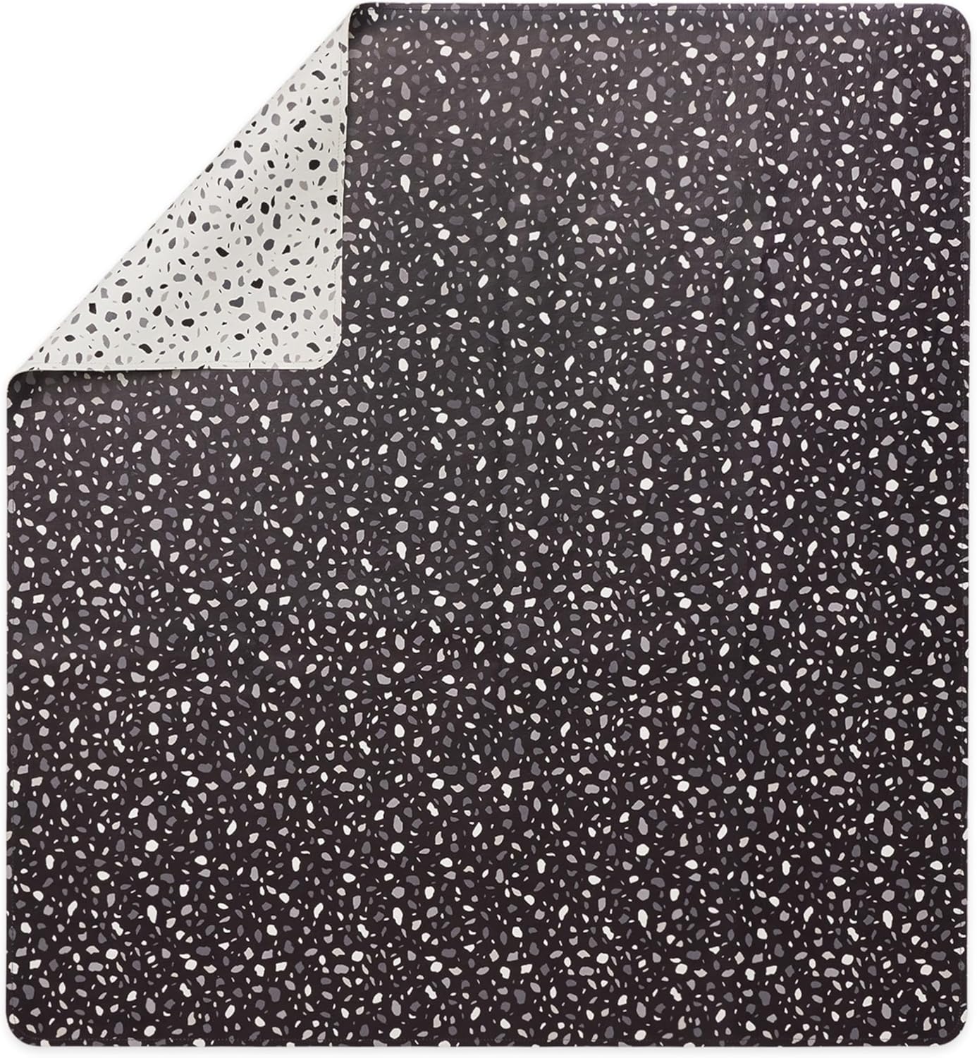 Lalo Splat Mat - Double-Sided Vegan Leather Wipeable Baby Splat Mat - Modern Design, Perfect for Mealtime & Playtime, Easy to Clean High Chair Mat for Floor, 47 x 47 Inches - Terrazzo - B&W