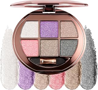 LYNEMOGA 6 Colors Shimmer Glitter Eyeshadow Palette - Highly Pigmented Waterproof Travel Mini Palette with Mirror for Women & Teens