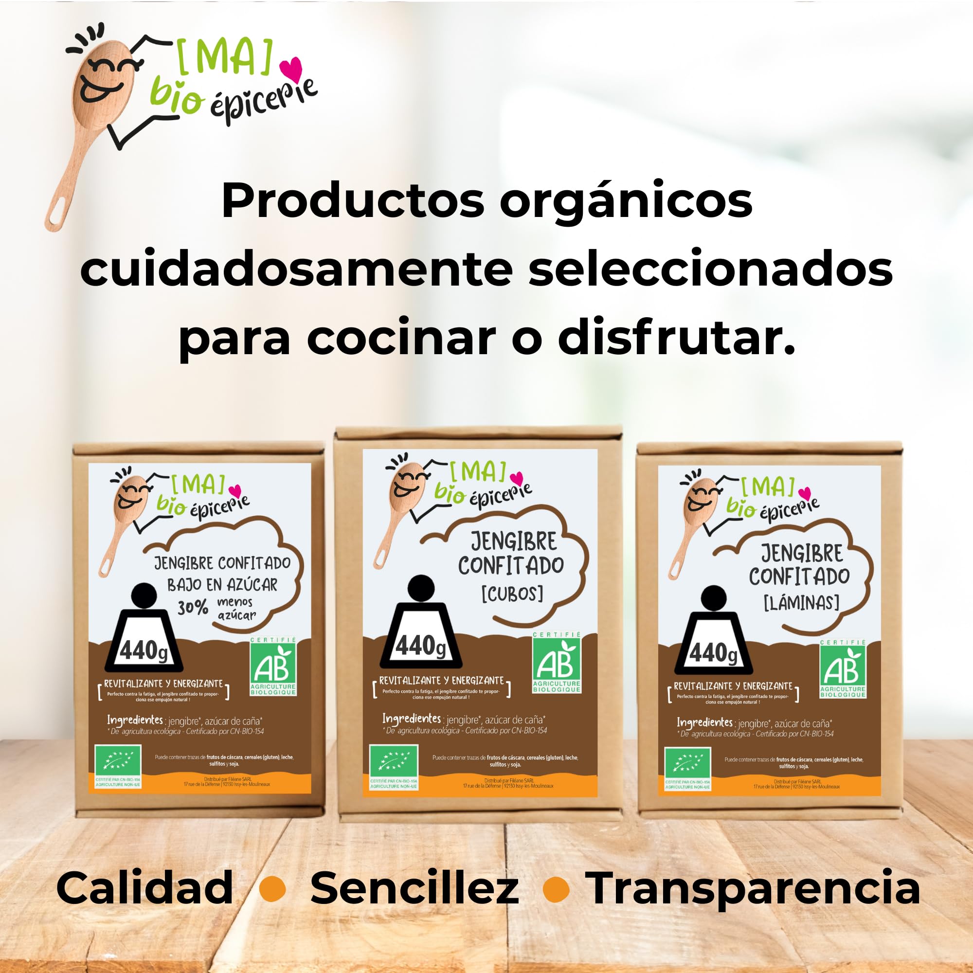 MA bio-épicerie - Jengibre Confitado Ecológico Cubierto de Chocolate Negro Eco 400 g - Jengibre Deshidratado a Granel sin Conservantes con Chocolate