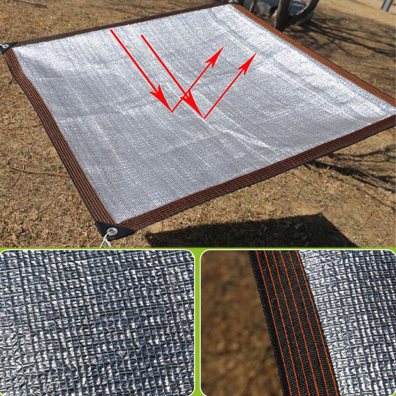 Schattiernetz 99% Aluminium,6x6m Silber Schattierungsnetz,Atmungsaktiv | Sonnenschutz Schattennetz mit Ösen,90% Shading Rate UV-Beschattungsnetz Sonnensegel für Auto Terrasse Garten Balkon