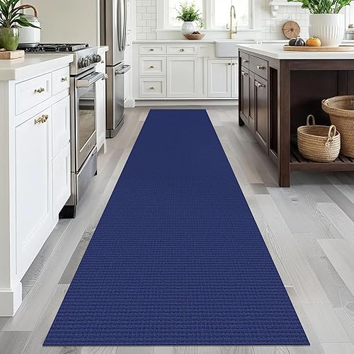 Vista 245 de EARTHALL - Tapete tejido lavable con parte trasera de goma, tapete trenzado de algodón antideslizante para interiores para entrada, pasillo, cocina