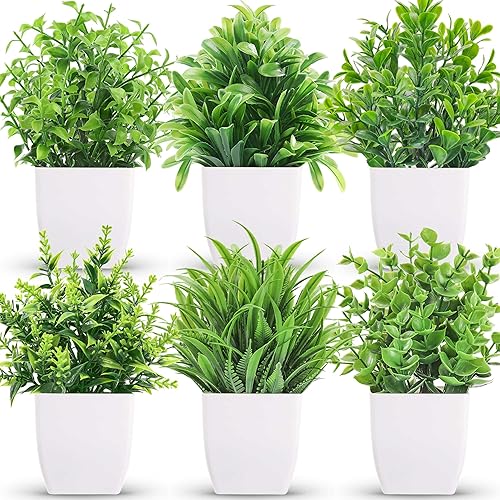 Der Rose 6 Packs Small Fake Plants Artificial Plants Indoor for Home Farmhouse Bedroom Living Room Decor