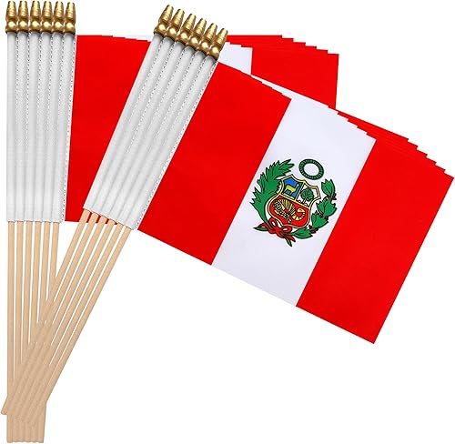 Miniatura 5 de TSMD Mini banderas de mano con bandera peruana, 5 x 8 pulgadas, paquete de 12
