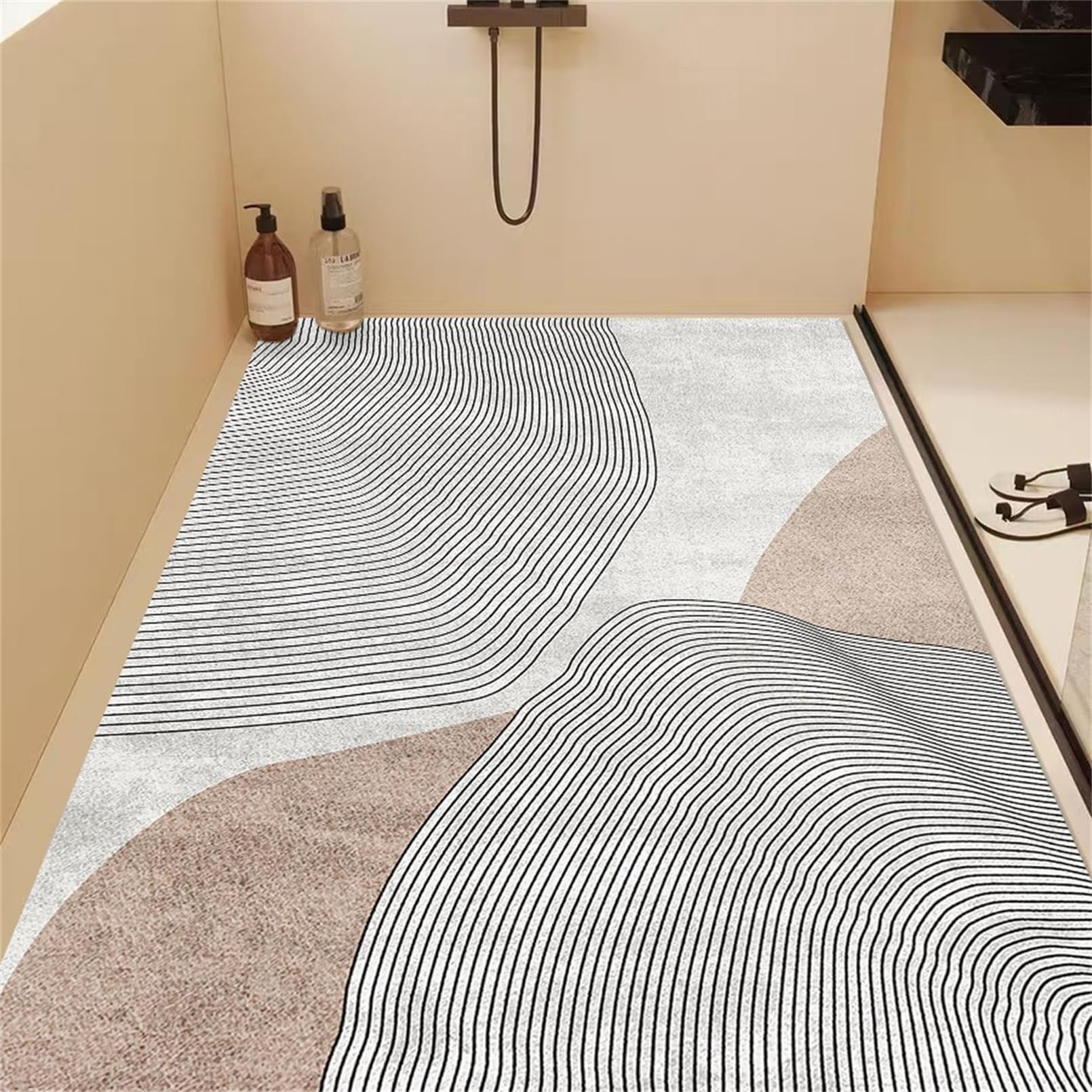 Tapis de Bain Antiderapant 70X150 CM Modèle de Rayures Tapis de Douche Antidérapant Doux Confortable PVC Tapis antidérapant Douche aux cabines de Douche Modernes et aux Zones humides