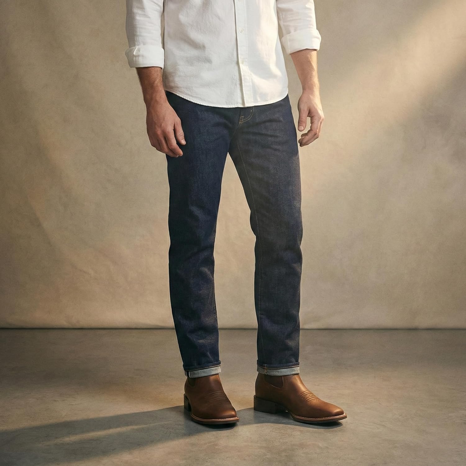 SUREWAY Western Cowboy Boots for Men,Square Toe Casual/Work/Chukka Boots, Ankle Length Classic Comfort Oxford Style Footwear