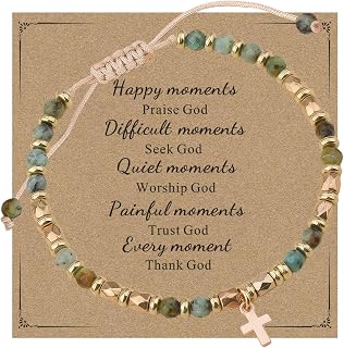 Christian Gifts for Women, Natural stone Bracelet, Religious Gift for Woman, Christian Gifts, Inspirational Gift for Women, Golden Cross Bracelet