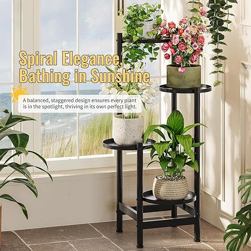 Miniatura 6 de Soporte de metal para plantas de interior y exterior, estante alto de esquina para múltiples plantas, soporte resistente de 4 niveles, estante de