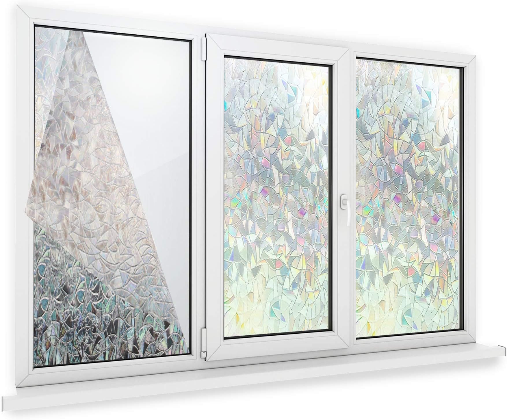 3D Privacy Window Film | Non-Adhesive Static Cling | Colourful Decorative Frosted Pattern Glass Cover | Anti UV Mosaic Design | Pukkr (90cm x 200cm)